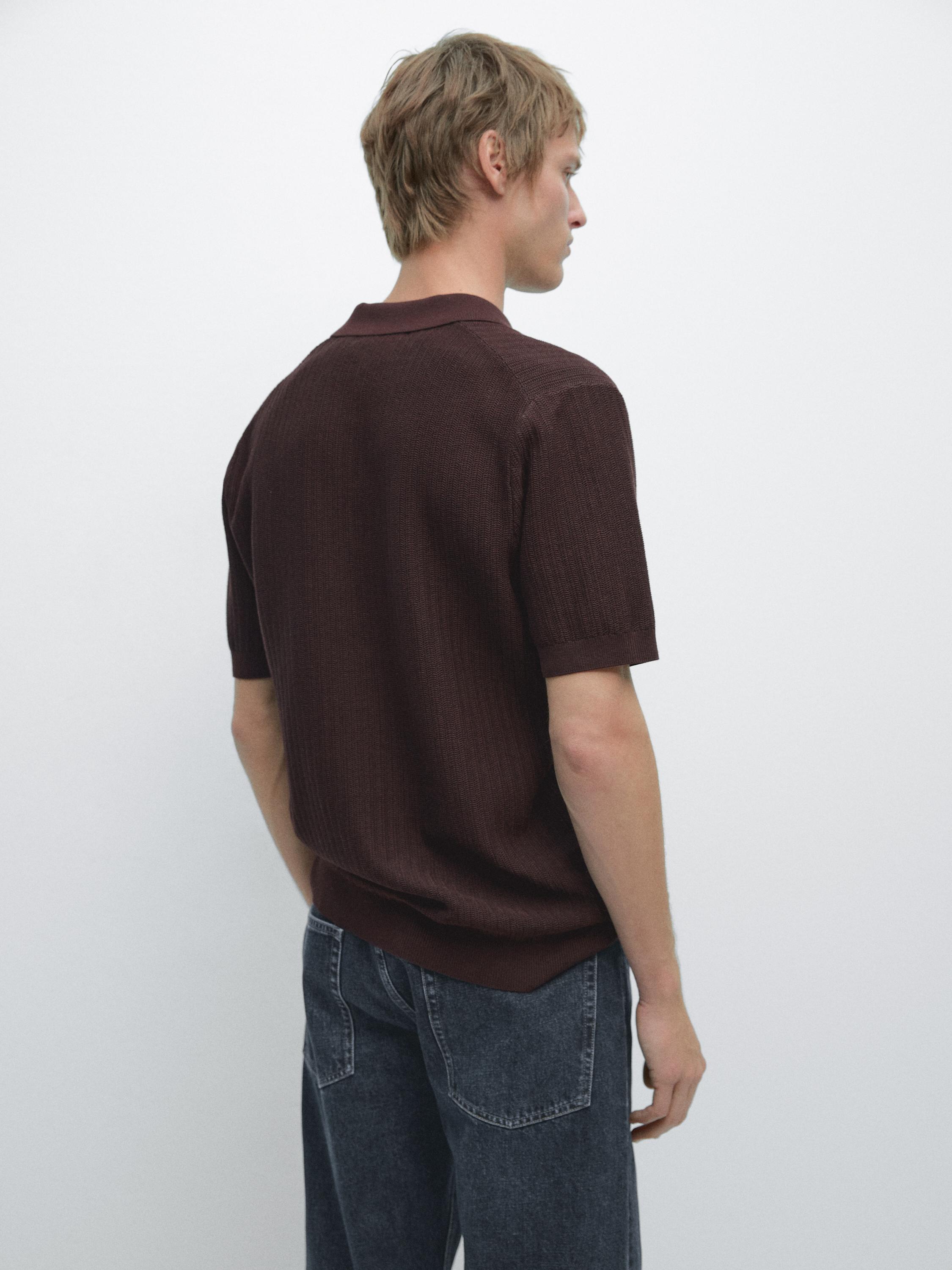 Jacquard knit polo sweater